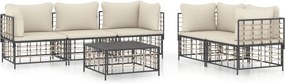 vidaXL 6 részes antracitszürke polyrattan kerti ülőgarnitúra párnákkal