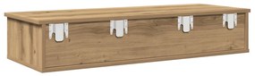 kézműves tölgy szerelt fa falipolc fiókokkal 100 x 37,5 x 19 cm