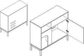 Komód FROST 100x90 cm fehér, alpesi tölgy dekorációval