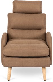 Kényelmes Fotel Barna Színben Lábtartóval. HENRY