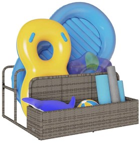 szürke polyrattan medence melletti úszótároló 110x100x57 cm