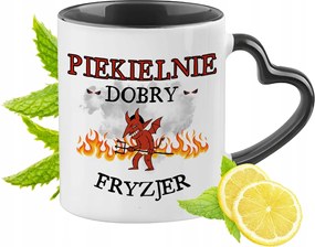 Fodrászoknak Fekete Bögre Szív Alakú Füllel Ajándék