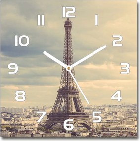 Négyzet alakú üveg falióra Eiffel-torony Párizs 30x30