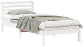 Ágykeret fejtámlával Fehér 80 x 210 cm Tömör fenyőfa