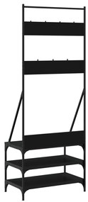 fekete ruhafogas cipőpolccal 70x40x184 cm