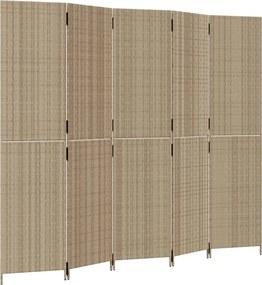 vidaXL bézs 5-paneles polyrattan térelválasztó