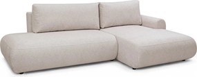 Lotulis L II sarokkanapé ágyfunkcióval jobb oldali - krém vízlepergető kötött Blur 01