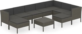 vidaXL 10 részes szürke polyrattan kerti ülőgarnitúra párnákkal