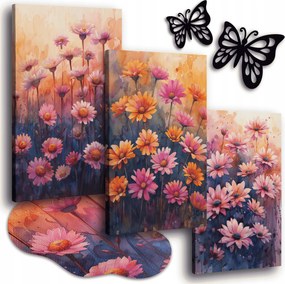 Vászonkép Rét Virágokkal 150x70 cm Nappali Képek Triptichon Szett