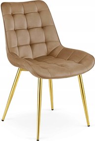 Barna étkezőszék BERA bársony arany lábakkal