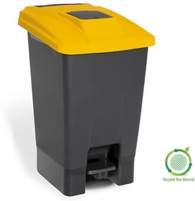 Szelektív hulladékgyűjtő konténer, műanyag, pedálos, antracit/sárga, 100L