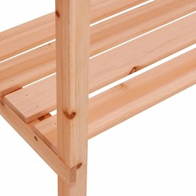 barna tömör fenyőfa növénytartó asztal polcokkal 78x38x82,5 cm