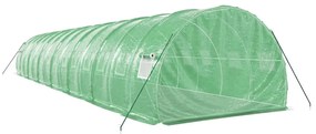 zöld acélvázas melegház 42 m² 14 x 3 x 2 m