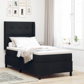 Boxspring Ágy Mattal &amp; LED Fekete 80x200 cm Szövet