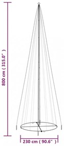 kúp alakú karácsonyfa 1134 kék LED-del 230 x 800 cm