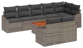 vidaXL Kerti Kanapé Szett párnával 9 pcs Szürke polirattan