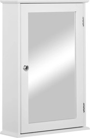 Kleankin Fürdőszobai Szekrény Tükörrel - Modern Fürdőszobai Bútor 41x14x60 cm Fehér | Aosom