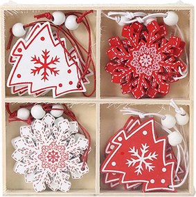 Karácsonyi díszek Fa karácsonyfa medálok 12 db Karácsony