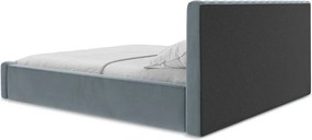 Világoskék kárpitozott ágyneműtartós franciaágy ágyráccsal 180x200 cm Lemi – Makamii