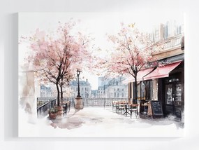 Poszter Párizs Franciaország Terasz Kávézó Fák Tavasz 80x60
