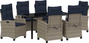vidaXL Kert étkező szett párnával 7 pcs Szürke polirattan