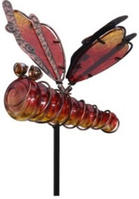 Dragonfly kerti lámpa, 20x6x105 cm, fém, piros