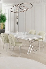 Rigel étkezőgarnitúra, fehér-króm, 130 cm – TR240CHR2230