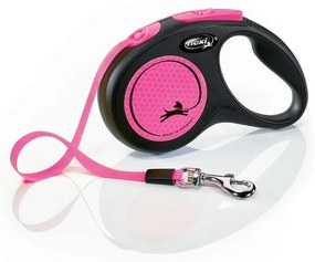 Flexi öntekercselő póráz New Neon S, 5 m, 15 kg,rózsaszín