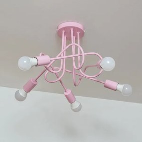 Felületre szerelhető csillár OXFORD 5xE27/15W/230V rózsaszín