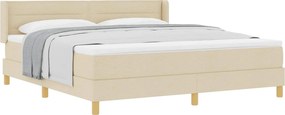vidaXL Boxrugós ágy matracmal fejtámlával Krém 200 x 180 cm Poliészter