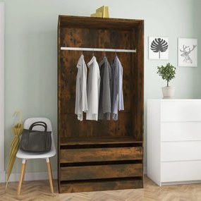 vidaXL füstös tölgy színű szerelt fa ruhásszekrény 100 x 50 x 200 cm