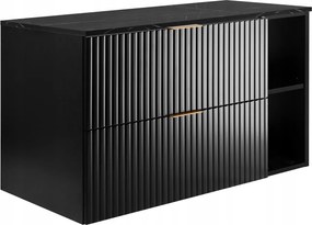 Fürdőszoba szekrény mosdó alá 80 Fekete faragott frontok márvány munkalap