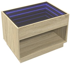 Sonoma tölgy végtelen hatású LED-es dohányzóasztal 70x50x50 cm