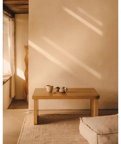 Natúr színű dohányzóasztal tölgyfa dekorral 89x62 cm Oaq – Kave Home