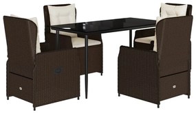 vidaXL 5 részes barna polyrattan kerti étkezőgarnitúra párnákkal