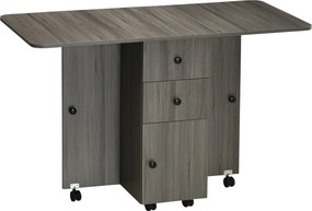 HOMCOM Összecsukható Konyhaasztal - Összecsukható Étkezőasztal 2 Összecsukható Tálcával, 2 Fiókkal, 1 Szekrénnyel és 1 Tárolópolccal - 120 x 60 x 76.5