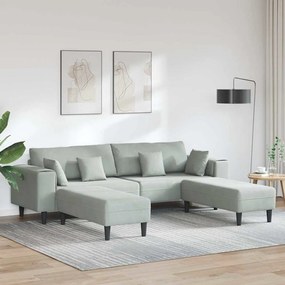 Bársony Kanapé párnával 3 pcs Világosszürke 208 cm Bársony