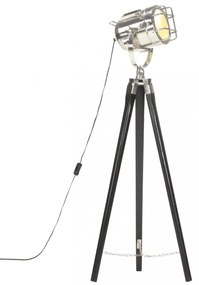 fekete háromlábú tömör mangófa állólámpa 97 cm