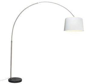 Acél ívlámpa fehér textilbúrával 45 cm - XXL