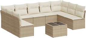 vidaXL 10 részes bézs polyrattan kerti ülőgarnitúra párnával