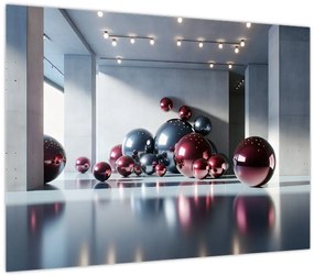 Üveg kép - 3D tér gömbökkel II. (70x50 cm)