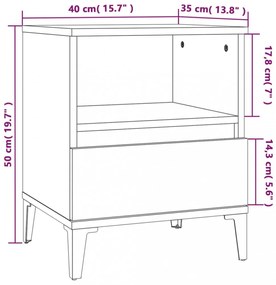 füstös tölgy színű éjjeliszekrény 40x35x50 cm