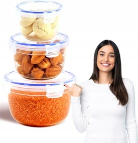 Katex ételtároló dobozok 3 db kerek uzsonnás doboz 625, 1200, 2100ml