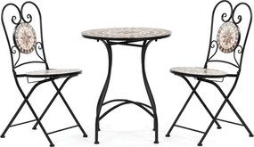 Kerti bútor szett, fém, kerámia mozaik, US1600 SET