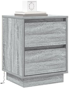 Éjjeli Szekrények LED Világítással 2 db Szürke Sonoma 39x34.5x50 cm
