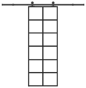 ESG üveg és alumínium tolóajtó fémszerelvény-szettel 76x205 cm