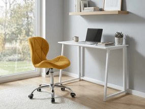 ZARIMO dolgozószoba szett: asztal 80x40 cm, fehér + AVOLA VELVET szék, mustárszínű