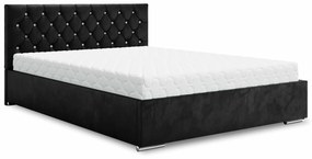 Franciaágy 140 cm Kerry (fekete) (ágyráccsal és tárolóhellyel). 1047003