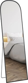 HOMCOM 50x170 cm Nagyméretű Tükör Álló vagy Falra Szerelhető Aluminium Ötvözet Kerettel Hálószobához, Nappalihoz, Fürdőszobához Fekete | Aosom