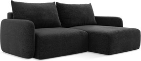 Fekete kinyitható-tárolóhelyes sarokkanapé (jobb oldali) Kalena – Makamii